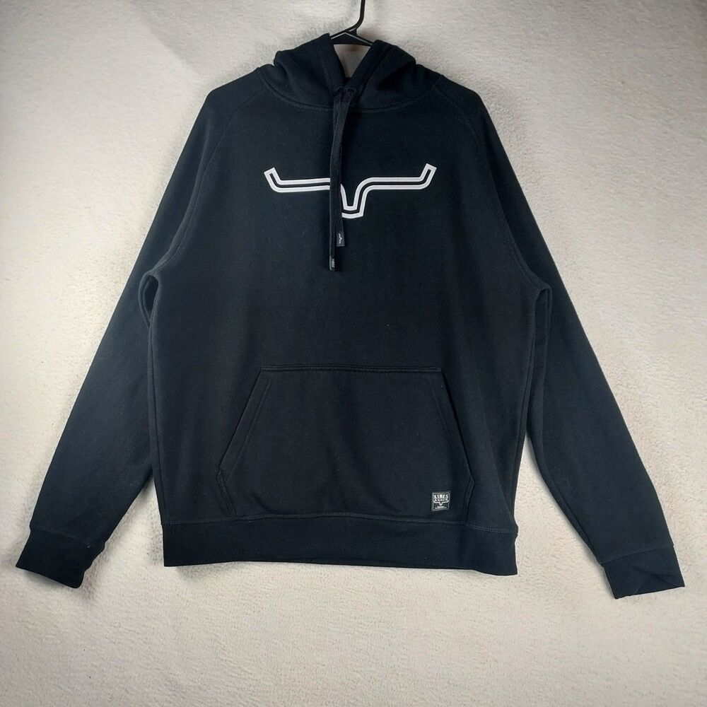 Kimes Ranch Longhorn Logo Pullover Hoodie Black Size Medium Western Wear